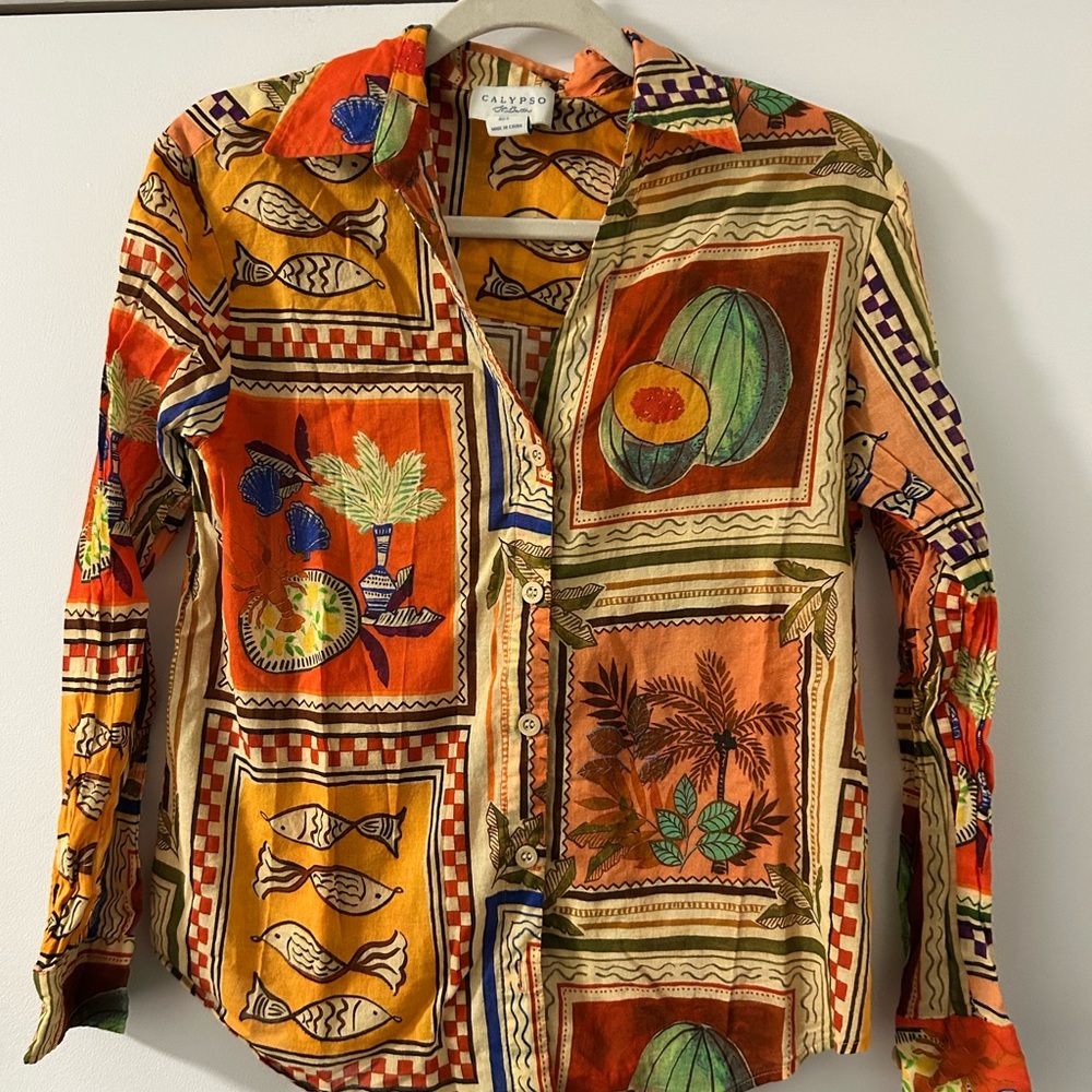 Colorful Graphic Button-Up Shirt